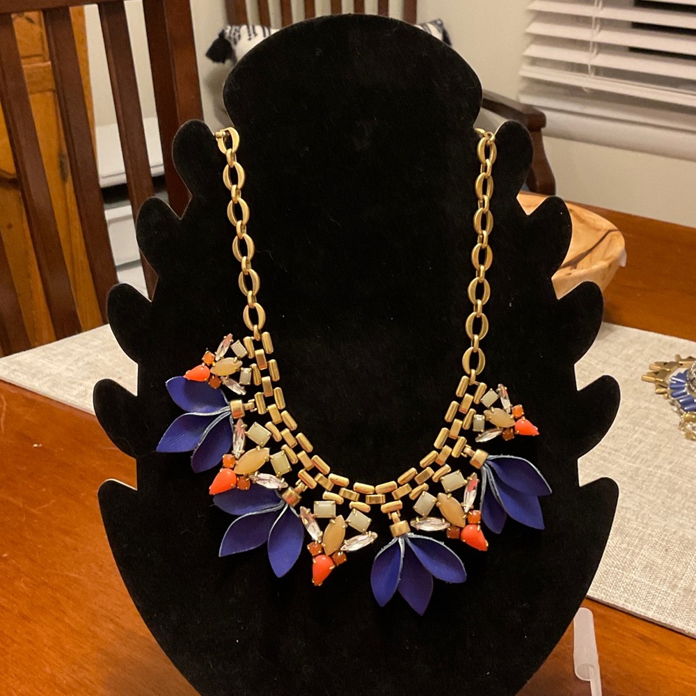 Stella and Dot Melia Gold and Blue Statement Necklace